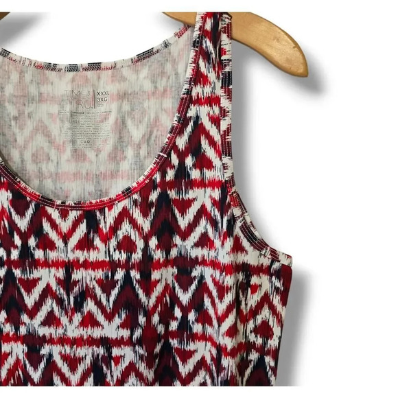 Time and Tru Women's Plus Size Rib Tank Top Shirt Ikat Red/White Print - xxxl​ - Picture 4 of 7